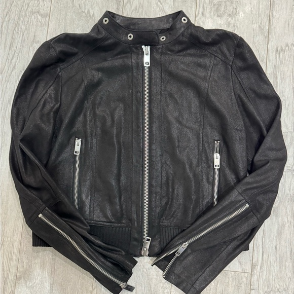 DIESEL BLACK LEATHER JACKET - Picture 5 of 7